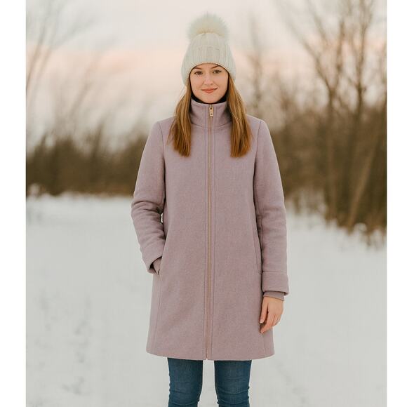 J.Crew SZ 14 Lodge Coat in Italian  Nello Gori Stadium-Cloth Wool Lilac NWT $365 - Picture 2 of 9